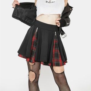 NWT Punk Rave Black and Red Plaid Street Gothic Grunge Steampunk Mini Sk…